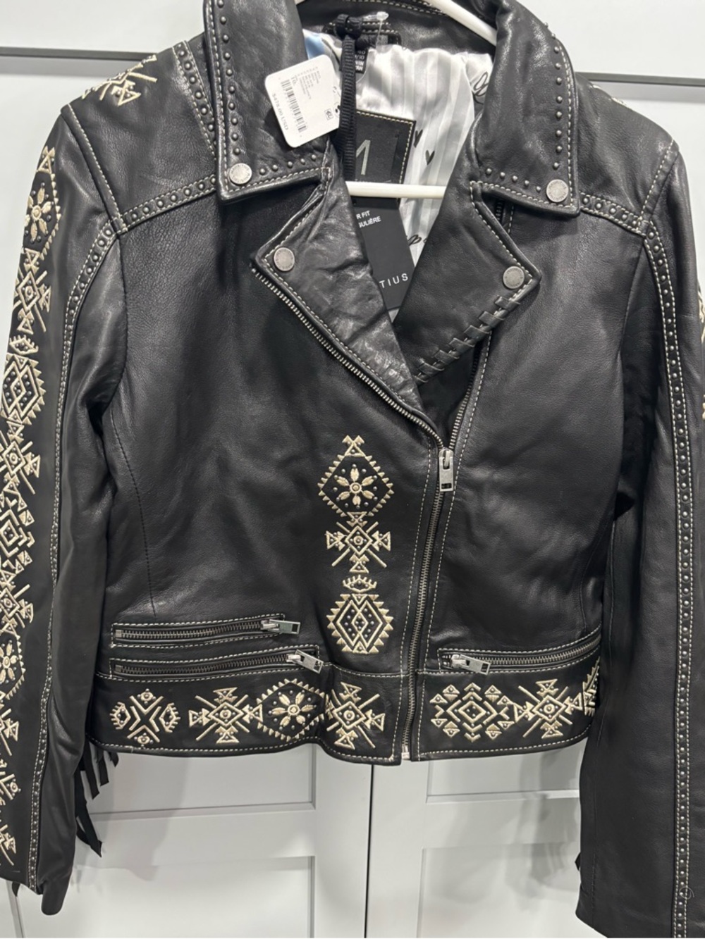 Free People Mauritius Francy Fringe Leather Jacket  NWT Size 9/10 Sold Out - Picture 7 of 16